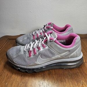 Nike Air Max 2013 Gray Pink Lace Up Running Shoes 579585-066 Women's Size 8